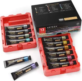 Artz-8563 Arteza Metallic Gouache Paint Set Of 12 0.4 Fl Oz Pack Multicolor