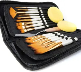 Aash7 Artify Art Supplies 18 Piece Paint Brush Set 15 Acrylic Brushes Palette Knife And