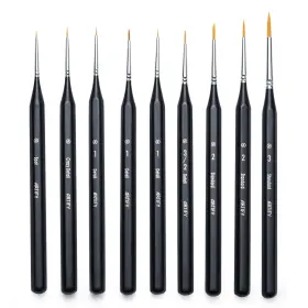 Mpb-9 Artify Art Supplies Miniature Detail Paint Brush Set 9-piece Round Fine Tip Small Model P