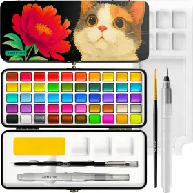 Artistro 850062805781 50 Colors Watercolor Paint Set - Portable With Palette /