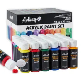 Artkey 810106381374 Acrylic Paint Set - 36 Colors 2 Oz/59 Fl Oz Pack Of