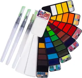 Artme 612677073159 Watercolor Paint Set 42 Assorted Colors With 3 12 Piece