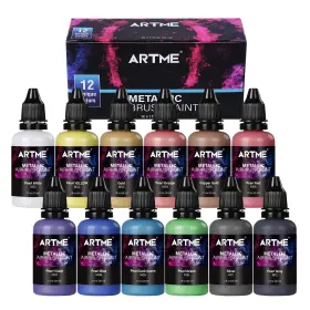B0b76y9fn8 Artme Airbrush Paint 12 Metallic Colors Set Opaque And Water Based