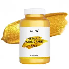 Gold500ml Artme Acrylic Paint Metallic Gold 16.9 Fl Oz Pack Of 1