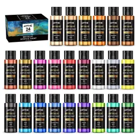 Map24 Artme Metallic Acrylic Paint Set 24 48 Fl Oz Pack Of 1 Colors