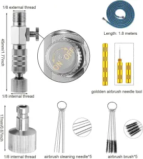 Aulufft 727536228431 16pcs Airbrush Adapter Set Includes 12pcs Kit Fitting Quick #2