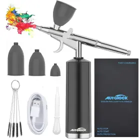 Autolock 774205932922 32psi Airbrush Kit Rechargeable Cordless Compressor Auto