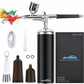 Autolock 779640956328 Upgraded Airbrush Kit With Air Compressor Portable Cordless Auto Gu
