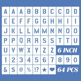 Avger 796647345450 Letter Stencils Numbers For Painting Reusable 6 Inch Large Plastic Spray Pai