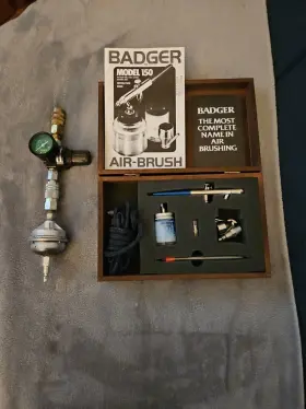 150-4 Badger Vintage Airbrush Kit Model Pk With Box Air Brush Painting W Extras