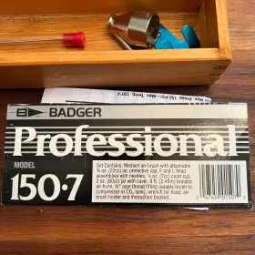 150-7 Badger Air-brush Co. Professional With Wood Storage Case And Extras #2