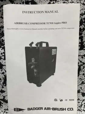 Tc910 Badger Air-brush Co. 766854019109 Aspire Pro Compressor W Instruction Manual Tested #2