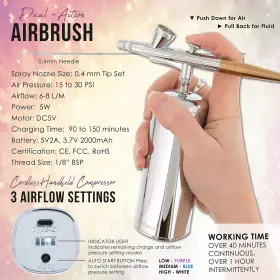 Belloccio 840234514498 Complete Cordless Handheld Airbrush Cosmetic Makeup System With 4 F #3