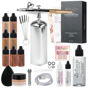 Belloccio 840234514504 Complete Cordless Handheld Airbrush Cosmetic Makeup System With 4 M