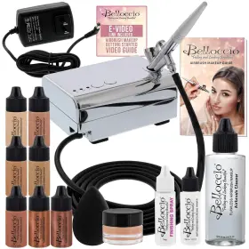 Belloccio 844925006255 Professional Beauty Airbrush Cosmetic Makeup System With 4 Medium Shades Of F