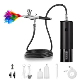Pq0001 Best Option Cordless Airbrush Kit With Compressor 32 Psi High Pressure Dual Action Airb