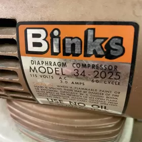 Binks 34-2025 Diaphragm Air Compressor Model Airbrush Paint Hobby Work Tested #2