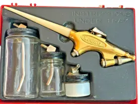 59-10001 Binks Vintage Airbrush Paint Sprayer Wren B Bottles Iand Nstructions