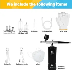 Blossed 198168812839 Cordless Airbrush Kit With Air Compressor 48psi Rechargeable Handhel #2