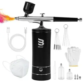 Blossed 198168812839 Cordless Airbrush Kit With Air Compressor 48psi Rechargeable Handhel
