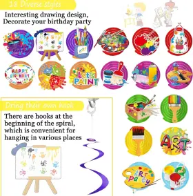 Hpswirl-17 Brand Ipartyfun Art Paint Party Hanging Swirls Painting Birthday Decorations Artist #3
