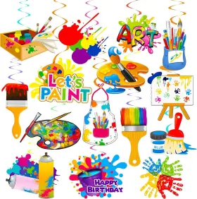 Hpswirl-17 Brand Ipartyfun Art Paint Party Hanging Swirls Painting Birthday Decorations Artist