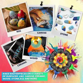 Branded 445045293223 Airbrush Paint 28 Colors Set Ready To Spray Opaque And Neon #2