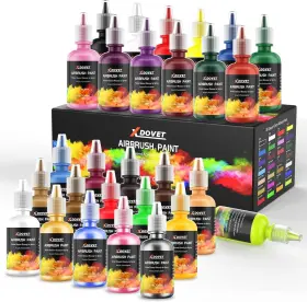 Branded 445045293223 Airbrush Paint 28 Colors Set Ready To Spray Opaque And Neon