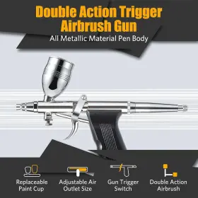Akab-001 Branded01 Airbrush Kit Air Brush Painting Set Double Action Trigger Gun With 0 #2