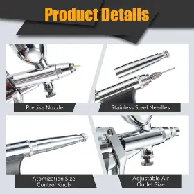 Akab-001 Branded01 Airbrush Kit Air Brush Painting Set Double Action Trigger Gun With 0 #3