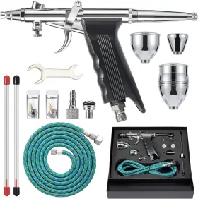 Akab-001 Branded01 Airbrush Kit Air Brush Painting Set Double Action Trigger Gun With 0