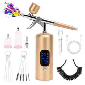 Ja001u-3 Brisunshine Cordless Rechargeable Airbrush Kit Handheld Air Brush Sprayer Gun With Compre