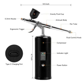 Ja001uky Brisunshine Cordless Rechargeable Airbrush Kit Handheld Air Brush Sprayer Gun With Compre #3