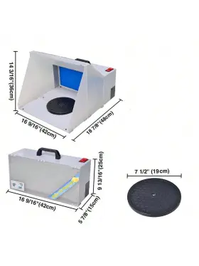 234843 Byootique Portable Airbrush Paint Spray Booth Kit Pro Set With Turn Table Powerful Fan #3