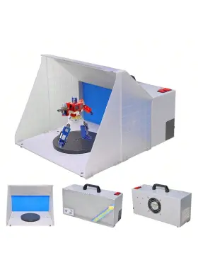 234843 Byootique Portable Airbrush Paint Spray Booth Kit Pro Set With Turn Table Powerful Fan