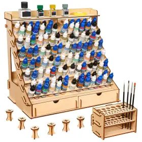 Cacejo 789049878213 Paint Organizer With Brush Holder 105-bottle 6 Miniature Sta