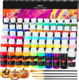 663136 Caliart Acrylic Paint Set With 4 Brushes 52 2 Fl Oz Pack Of Multicolor