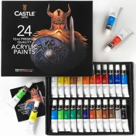 X000w75up7 Castle Art Supplies 24 Count Pack Of 1 Red Random Color White Violet Yellow Blue Black