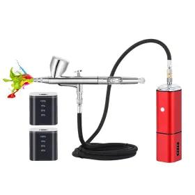 Casubaris 653948950236 Airbrush Kit With Compressor Portable Cordless Rechargeable Auto