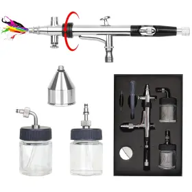 Casubaris 653998056599 Airbrush Pen With Rotatable Air Brush Head Gravity And Both Side Siphon Feedi