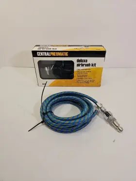 85810 Central Pneumatic Deluxe Air Brush Kit With Case Amd New Hose -new Sealed