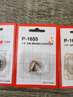P-1655 Central Pneumatic 1/4 Inch Air Brush Brass Couplers Lot Of 3 New #2