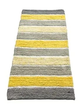B030-8 Chardin Llc Cordural Stripe Bath Rug Runner With Skid 24 Inch X 60 Yellow-grey #2
