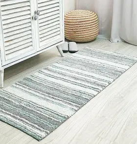 B055-2 Chardin Llc Maui Bath Rug Runner With Skid Resistant Latex 24 Inch X 60 Inch. Grey-green #2