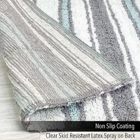 B055-2 Chardin Llc Maui Bath Rug Runner With Skid Resistant Latex 24 Inch X 60 Inch. Grey-green #3