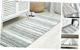 B055-2 Chardin Llc Maui Bath Rug Runner With Skid Resistant Latex 24 Inch X 60 Inch. Grey-green