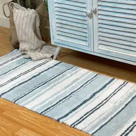 B055-5 Chardin Llc Maui Bath Rug Runner With Skid Resistant Latex 24 Inch X 60 Inch. White-blue #3
