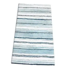 B055-5 Chardin Llc Maui Bath Rug Runner With Skid Resistant Latex 24 Inch X 60 Inch. White-blue