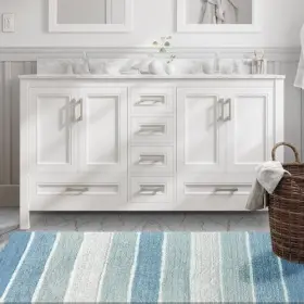 Chb030-1 Chardin Llc Cordural Stripe Bath Rug Runner With Skid Resistant 24 Inch X 60 Blues #3