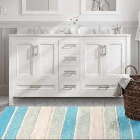 Chb030-2 Chardin Llc Cordural Stripe Bath Rug Runner With Skid 24 Inch X 60 Aqua Turquoise #3